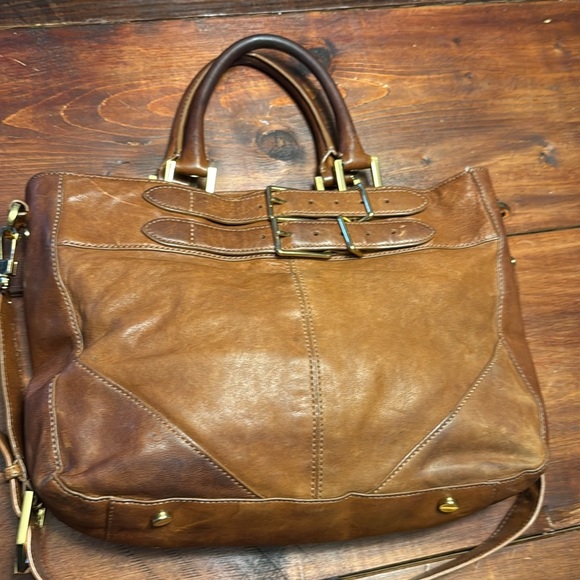 Rachel Zoe Brown Leather Satchel Tote Bag with Detachable Crossbody Strap - Picture 3 of 12